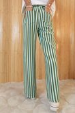 Shoreditch Stripe Lounge Flare Trouser Spearmint & Khaki